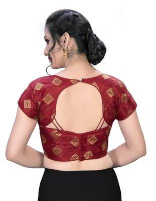 Maroon  Women'S Embroiderey Jacquard Blouse 2