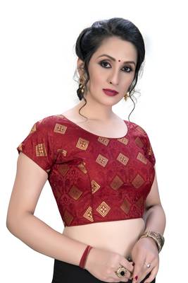 Maroon  Women'S Embroiderey Jacquard Blouse 3