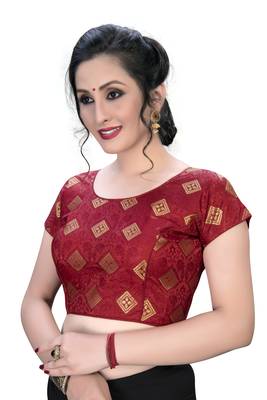 Maroon  Women'S Embroiderey Jacquard Blouse 4