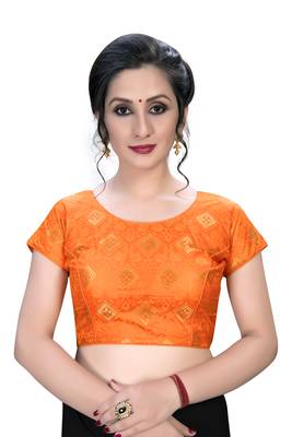 Orange  Women'S Embroiderey Jacquard Blouse 1