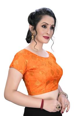 Orange  Women'S Embroiderey Jacquard Blouse 3