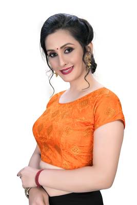 Orange  Women'S Embroiderey Jacquard Blouse 4