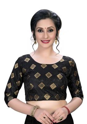 Black  Women'S Embroiderey Jacquard Blouse 1