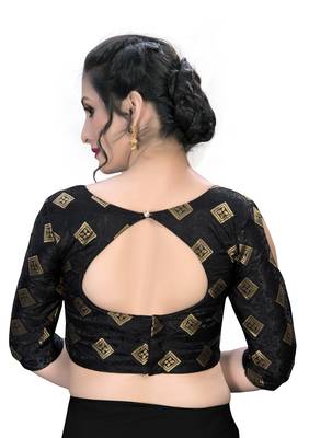 Black  Women'S Embroiderey Jacquard Blouse 2