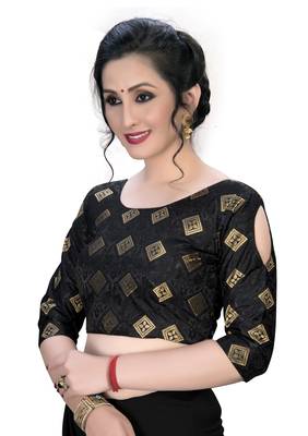 Black  Women'S Embroiderey Jacquard Blouse 4