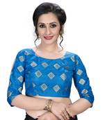 Blue  Women'S Embroiderey Jacquard Blouse