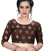 Brown  Women'S Embroiderey Jacquard Blouse