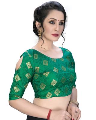 Green  Women'S Embroiderey Jacquard Blouse 3