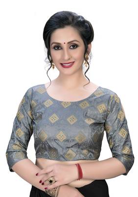 Grey  Women'S Embroiderey Jacquard Blouse 1