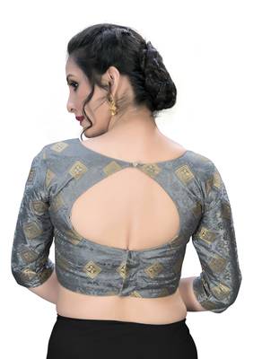 Grey  Women'S Embroiderey Jacquard Blouse 2