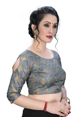 Grey  Women'S Embroiderey Jacquard Blouse 3