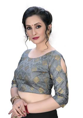 Grey  Women'S Embroiderey Jacquard Blouse 4