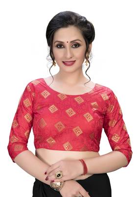 Pink  Women'S Embroiderey Jacquard Blouse 1