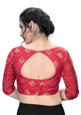 Pink  Women'S Embroiderey Jacquard Blouse 2