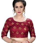 Maroon  Women'S Embroiderey Jacquard Blouse