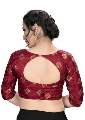 Maroon  Women'S Embroiderey Jacquard Blouse 2