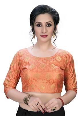 Peach  Women'S Embroiderey Jacquard Blouse 1