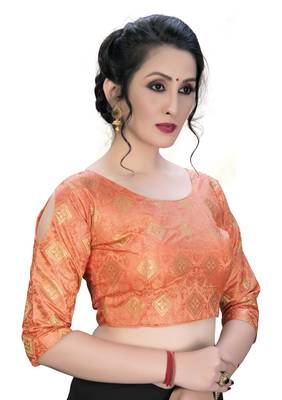 Peach  Women'S Embroiderey Jacquard Blouse 2
