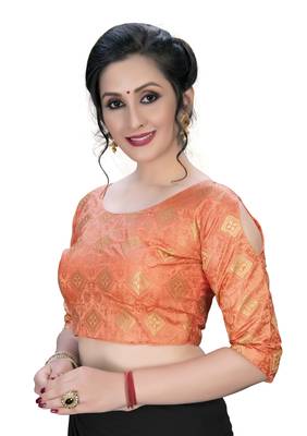 Peach  Women'S Embroiderey Jacquard Blouse 3