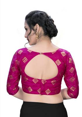Pink  Women'S Embroiderey Jacquard Blouse 2
