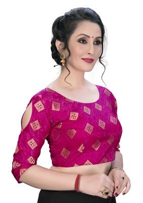 Pink  Women'S Embroiderey Jacquard Blouse 3