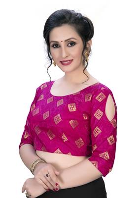 Pink  Women'S Embroiderey Jacquard Blouse 1