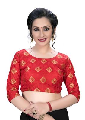 Red  Women'S Embroiderey Jacquard Blouse 1