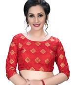 Red  Women'S Embroiderey Jacquard Blouse