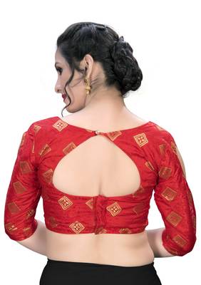 Red  Women'S Embroiderey Jacquard Blouse 2