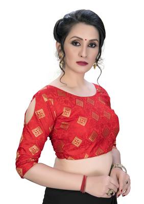 Red  Women'S Embroiderey Jacquard Blouse 3