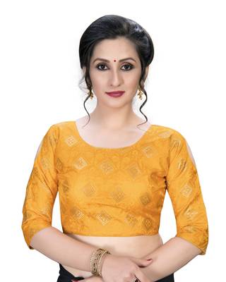 Yellow  Women'S Embroiderey Jacquard Blouse 1