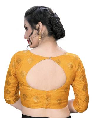 Yellow  Women'S Embroiderey Jacquard Blouse 2
