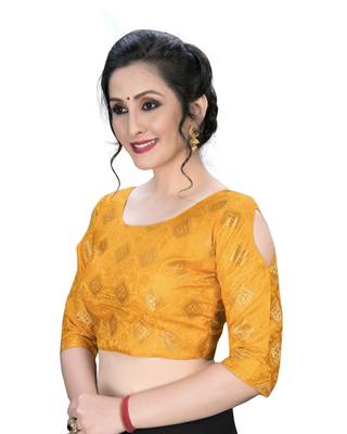 Yellow  Women'S Embroiderey Jacquard Blouse 4