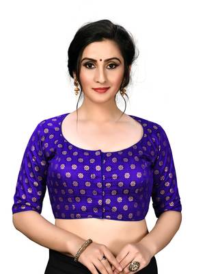 Blue Women'S Embroiderey Jacquard Blouse 1