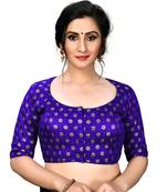 Blue Women'S Embroiderey Jacquard Blouse