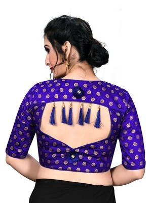 Blue Women'S Embroiderey Jacquard Blouse 2