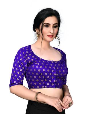 Blue Women'S Embroiderey Jacquard Blouse 3