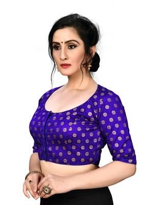 Blue Women'S Embroiderey Jacquard Blouse 4