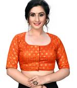 Orange Women'S Embroiderey Jacquard Blouse