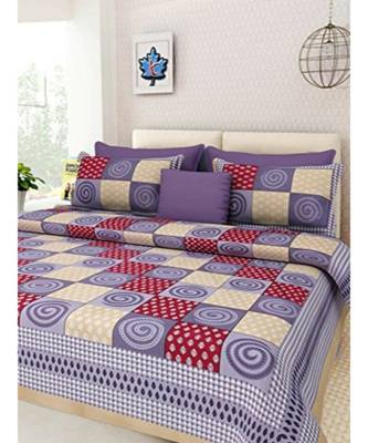 Grey Chakri Print King Size Bedsheet with 2 Pillow Cover 1