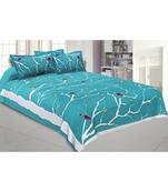 Sky Blue Bird on Tree King Size Bedsheet with 2 Pillow Cover