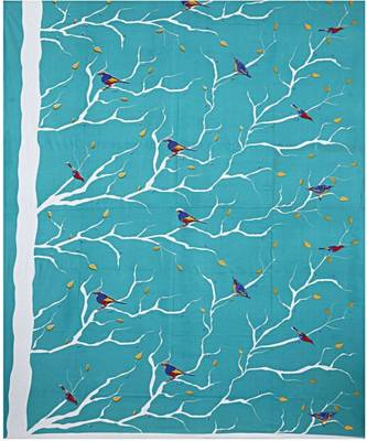 Sky Blue Bird on Tree King Size Bedsheet with 2 Pillow Cover 2