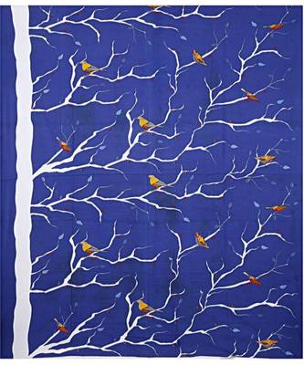 Blue Bird on Tree King Size Bedsheet with 2 Pillow Cover 2