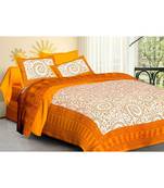 Mustard Cakri Print King Size Bedsheet with 2 Pillow Cover