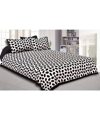 Black Printed King Size Bedsheet with 2 Pillow Cover 1