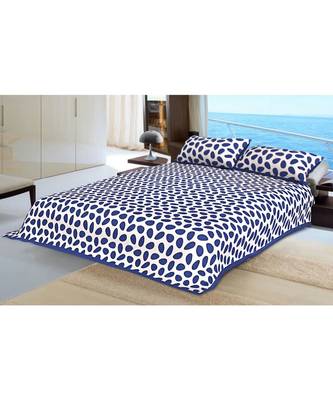 Blue Printed King Size Bedsheet with 2 Pillow Cover 1