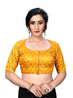 Yellow Women'S Embroiderey Jacquard Blouse 1