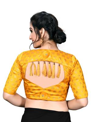 Yellow Women'S Embroiderey Jacquard Blouse 2