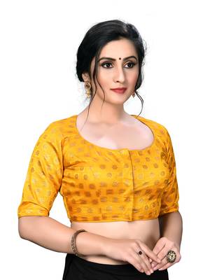 Yellow Women'S Embroiderey Jacquard Blouse 3