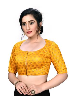 Yellow Women'S Embroiderey Jacquard Blouse 4